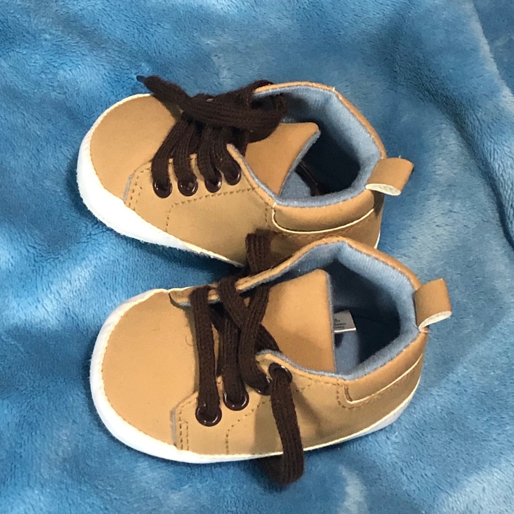 Tan and Blue Sneakers 0-6 months